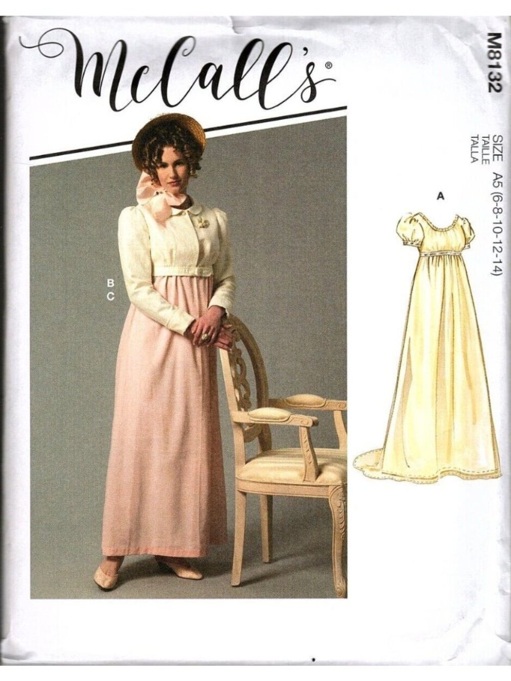 McCalls M8132 Misses 6 to 14 Historical Dress Costume Uncut Sewing Pattern New